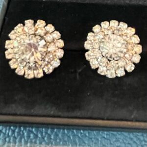 Elegant Silver Rhinestone Stud Earrings